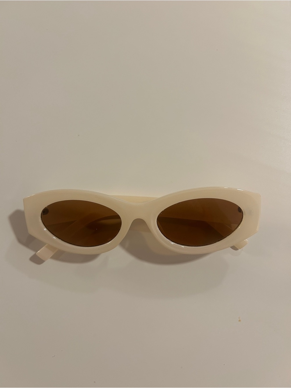 Anthropologie Cream Cat-Eye Sunglasses with Brown Lenses